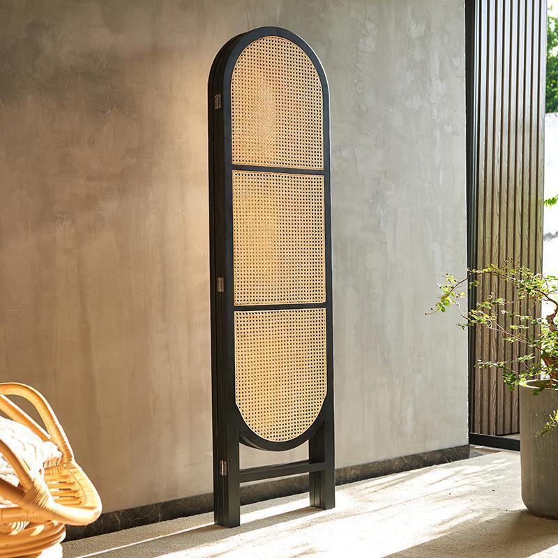 Cane Rattan Room Divider/ Screen, Oak