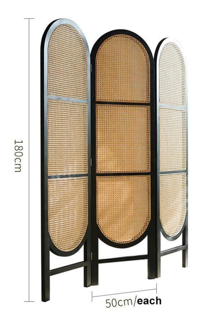 Cane Rattan Room Divider/ Screen, Oak