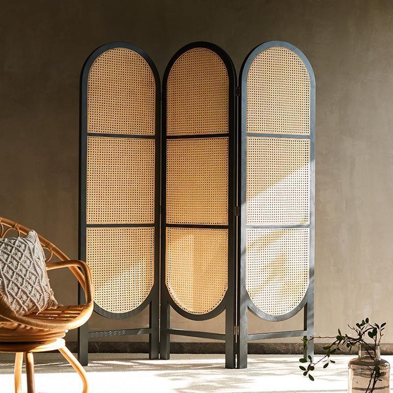 Cane Rattan Room Divider/ Screen, Oak