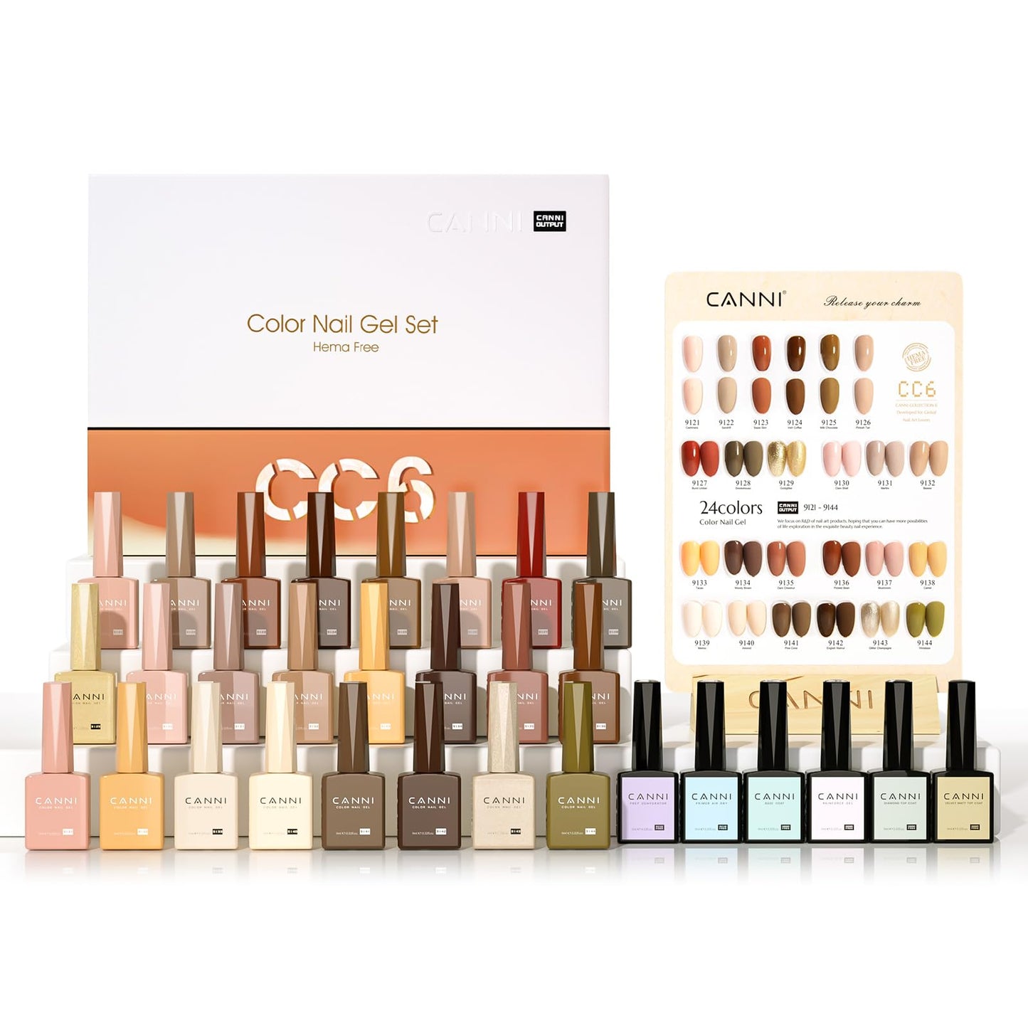 CANNI 30Pcs 9ml Hema-Free Gel Nail Polish Set – Soak-Off LED Kit for Home Manicure