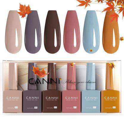 CANNI 6 Colors HEMA-Free Brown Gel Nail Polish Set - 9 ml