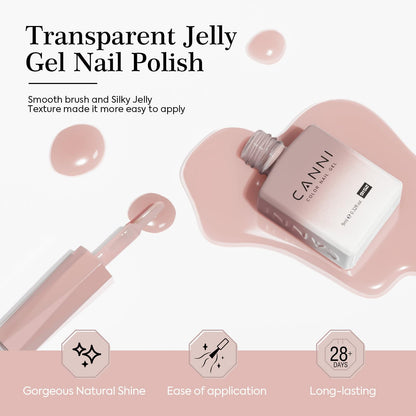 CANNI 6 Colors 9ml Sheer Jelly Pink Gel Nail Polish Set – Neutral Transparent Pink Kit