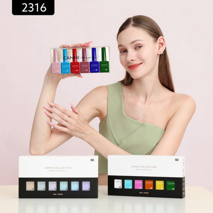 CANNI 6Pcs 9ml Gel Nail Polish Set – HEMA-Free, Long-Lasting Colors for Home Salon