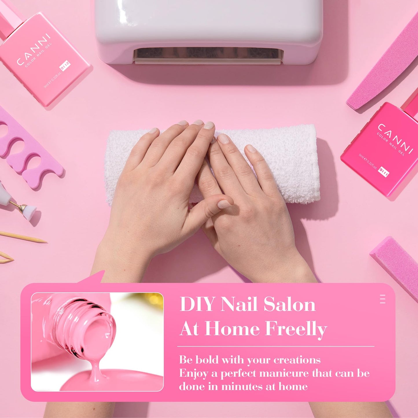 CANNI 6 Colors 9ml Hema-Free Pink Gel Nail Polish Set | Soak Off LED Kit