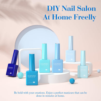 CANNI Blue Gel Nail Polish Set – 6 Colors (9ml Each) Baby Royal Light Blue & Aquarius Ocean-Inspired Shades