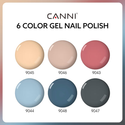 CANNI 6 Colors 9 ml Hema-Free Gel Nail Polish Set – Fall Brown Nude Blue Shades for DIY At-Home Manicures