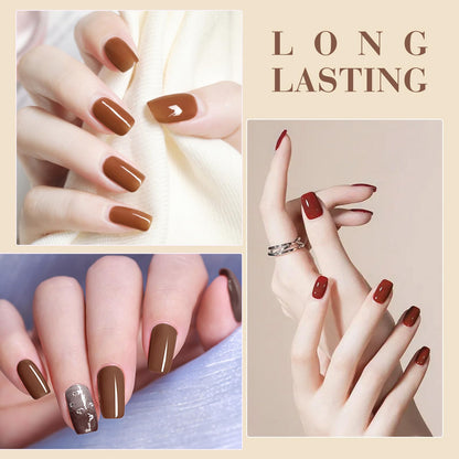 CANNI Brown Nude Gel Nail Polish Set – 6 Colors 9ml, Soak Off UV LED Kit for Winter Nude DIY Manicure