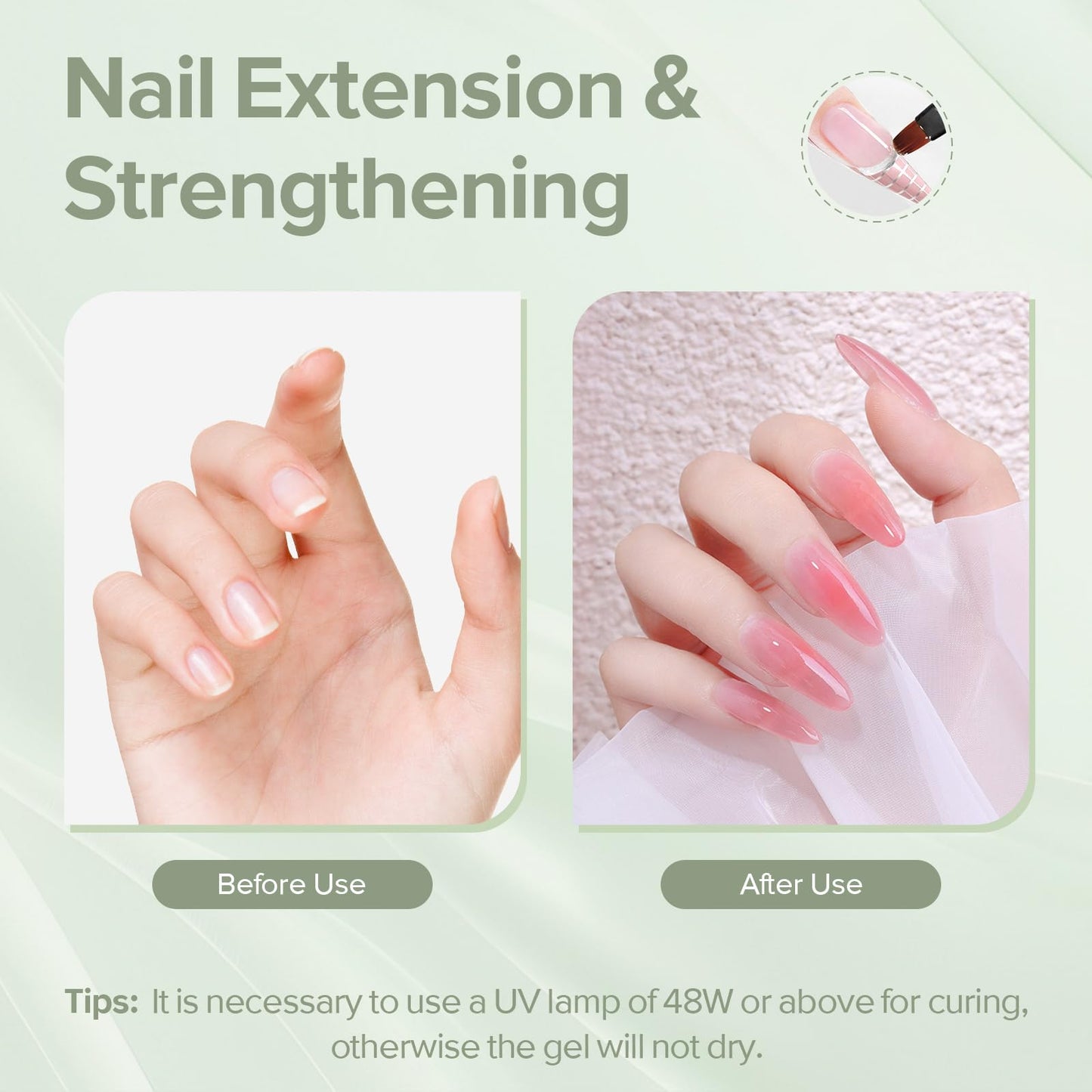 CANNI Builder Gel for Nails - 1 Fl Oz Soft Pink Hard Gel for Nail Extensions, Strengthening & Jelly Gel Polish