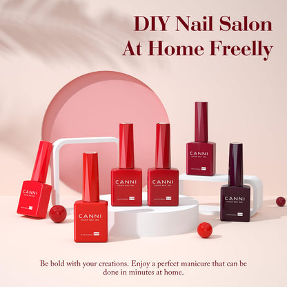 CANNI Red Gel Nail Polish Set – 6 Colors, 9ml | Soak-Off UV/LED Gel Kit