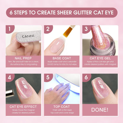 CANNI 8 Pcs Cat Eye Gel Nail Polish Set – 9 ml Magnetic Shimmer Colors
