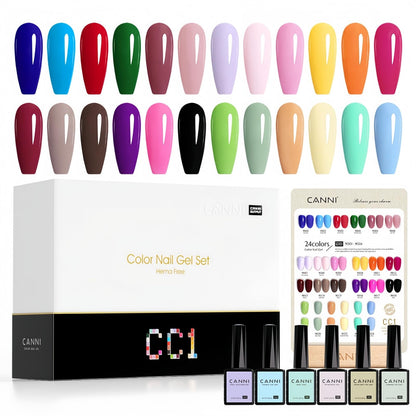 CANNI CC1 30Pcs Gel Nail Polish Set – 9ml Bottles, 30 Colors, HEMA-Free, Soak Off