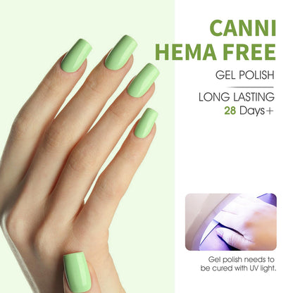 CANNI 6Pcs Emerald Green Gel Nail Polish Set – HEMA-Free, 9ml Each | Forest & Olive Shades