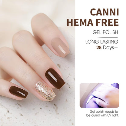 CANNI Gel Nail Polish Kit – 6 Nude Pink Colors (9ml) | Soak-Off Gel Polish Set for DIY Manicure