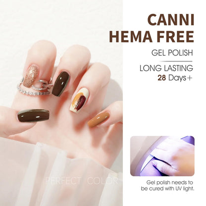 CANNI Gel Nail Polish Set – 6 Winter Neutral Shades (9ml) for DIY Manicure & Salon Nails
