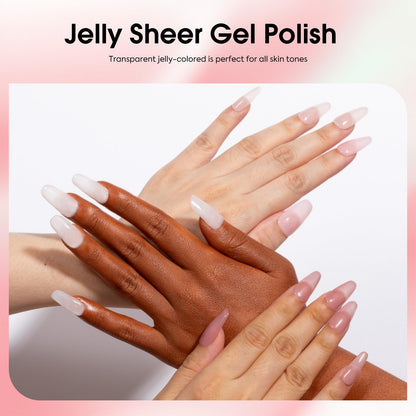 CANNI Jelly Gel Nail Polish Set — 6 Neutral Colors, 9ml Each
