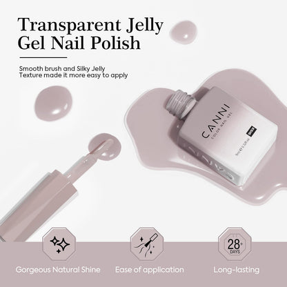 CANNI Jelly Nude Gel Nail Polish Set – 6×9ml Neutral Jelly Pink Gel Colors