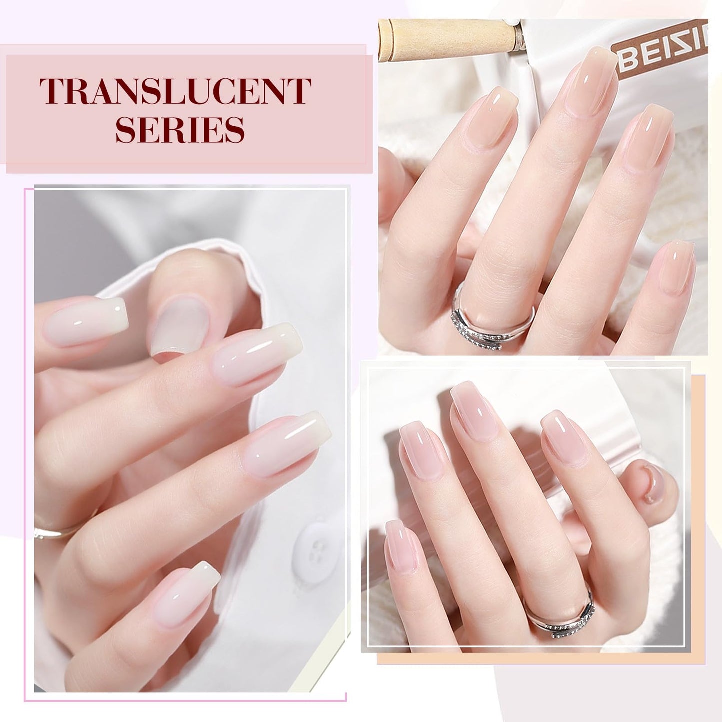 CANNI Jelly Nude Pink Gel Nail Polish Set – 6x9ml Soak-Off LED Gel Kit, Neutral Milky Shades