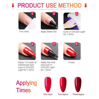 CANNI 6Pcs 9ml Hema-Free Gel Nail Polish Set – Dehydrator, Primer, Base & Top Coats