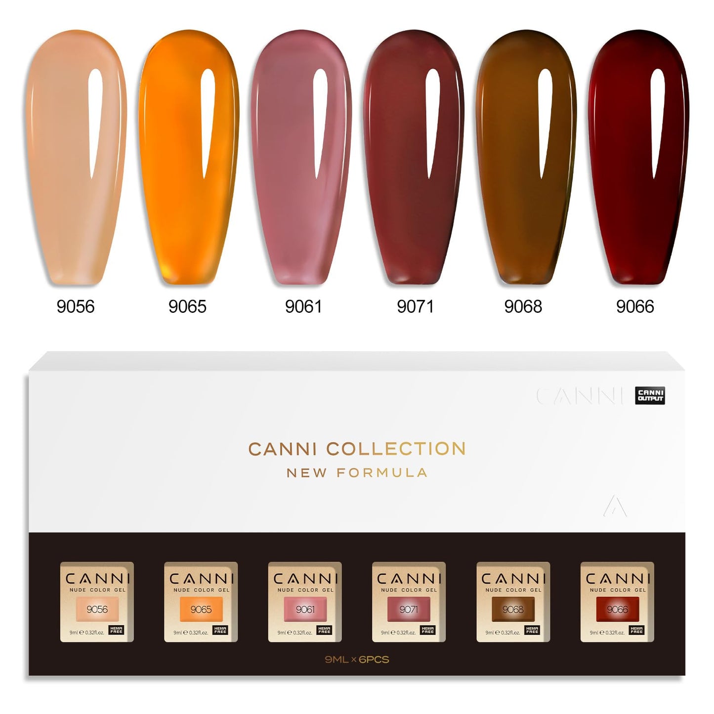 CANNI Brown Jelly Gel Nail Polish Set – 6 Translucent Coffee & Mocha Shades (9ML) | Soak-Off UV/LED