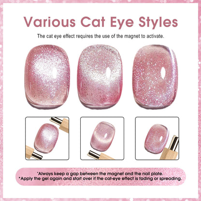 CANNI 8-Pcs Cat Eye Gel Nail Polish Set – 9ml Magnetic Shimmer Colors Kit