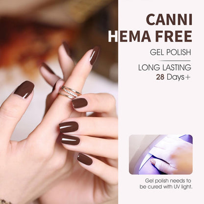 CANNI 6 Colors HEMA-Free Brown Gel Nail Polish Set - 9 ml