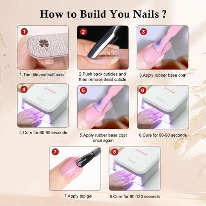 CANNI Rubber Base Gel Nail Polish Set – 6x9ml, Soak-Off, At-Home Salon Kit