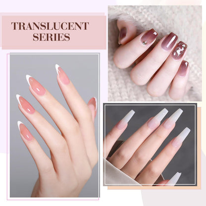 CANNI 9ml Hema-Free Jelly Gel Nail Polish Set – 6Pcs Nude Pink Milky White | Soak-Off LED Manicure Kit