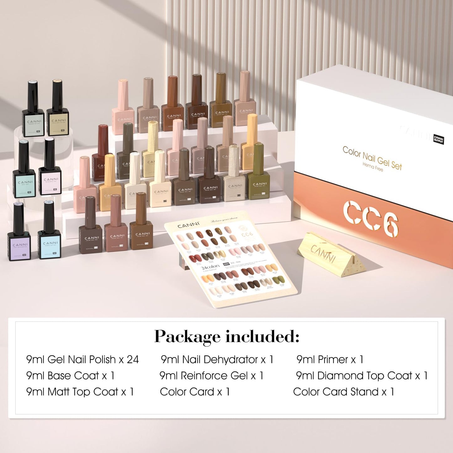 CANNI 30Pcs 9ml Hema-Free Gel Nail Polish Set – Soak-Off LED Kit for Home Manicure