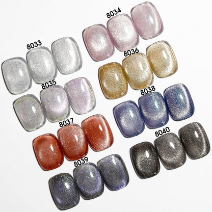 CANNI 8 Pcs 9ml Cat Eye Gel Nail Polish Set – Magnetic Shimmer Colors for DIY Salon Manicures