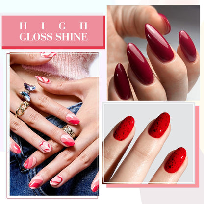 CANNI 6 Colors 9 ml Hema-Free Glitter Red Gel Nail Polish Set – Soak Off LED Gel Kit for Home Manicure