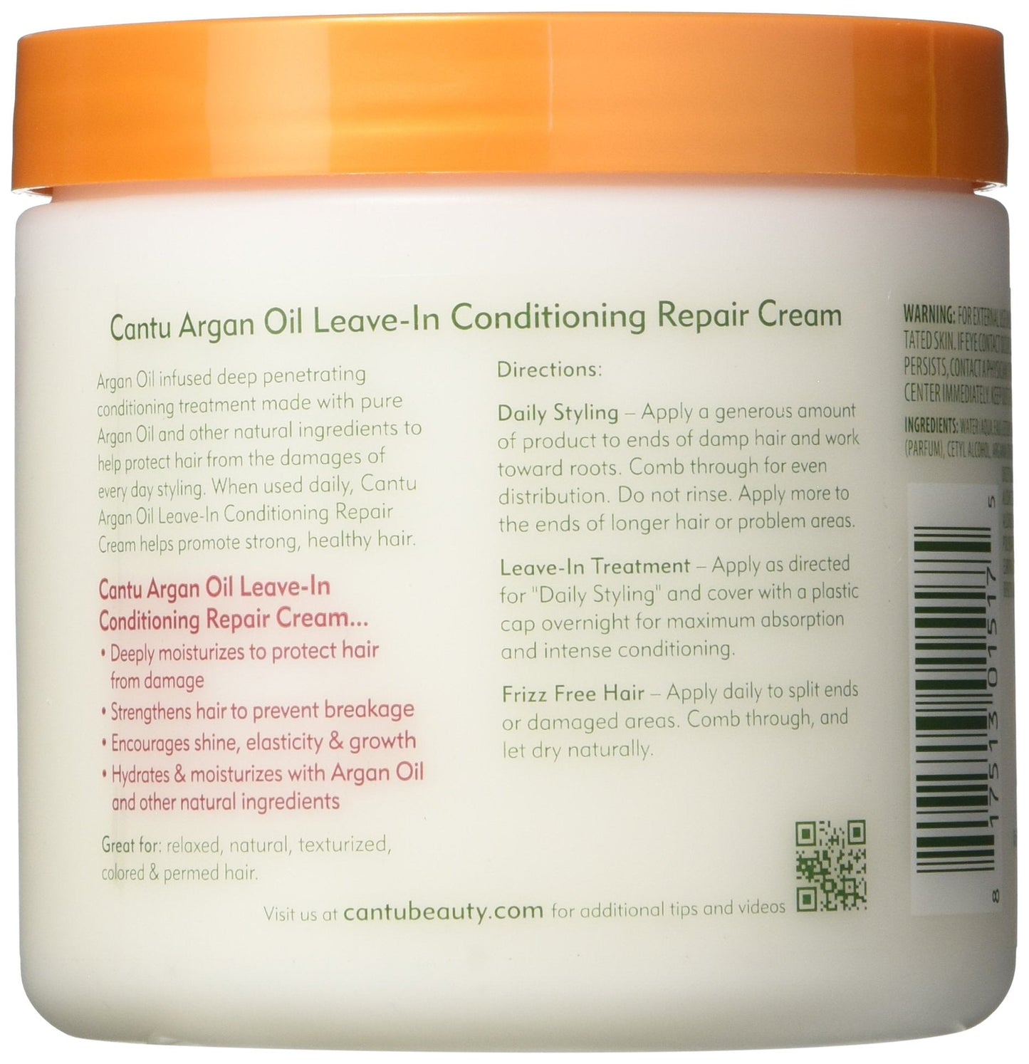 Cantu Argan Oil Leave-In Conditioner Repair Cream 2-Pack – 16 oz Each