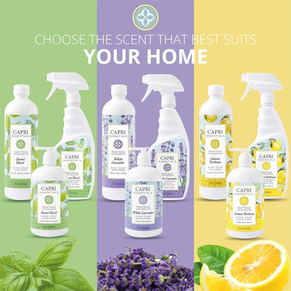 CAPRI ESSENTIALS Hand Soap Liquid – Natural Plant-Based Aromatic Hand Wash with White Lavender, 16 oz (3 Pack)