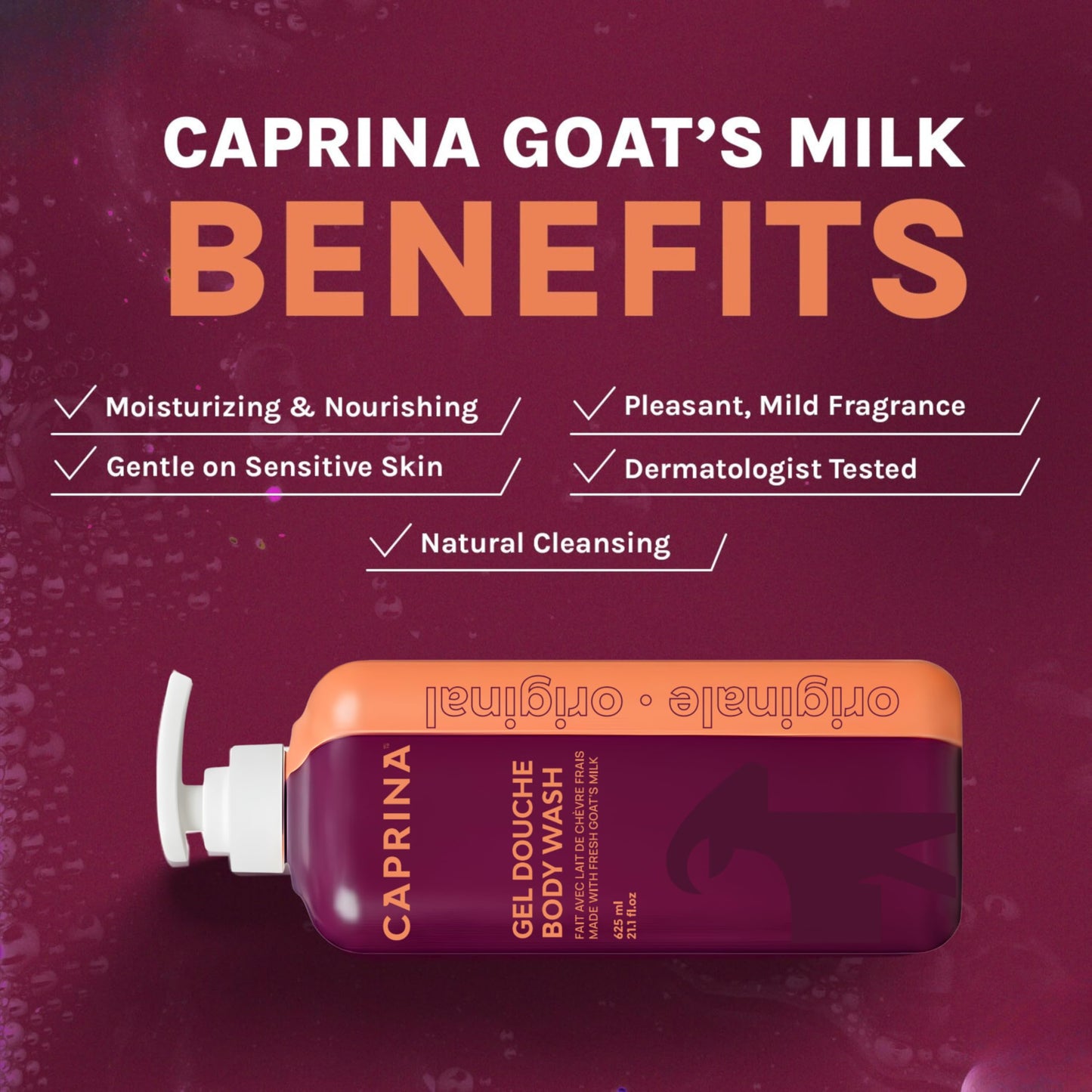 Caprina Fresh Goat Milk Body Wash – ORIGINAL Formula, 625 ml