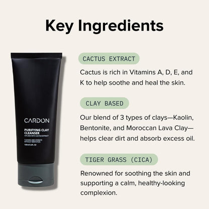 Cardon Men's Deep Pore Cleaning Clay Face Wash — 4x Better Than Charcoal