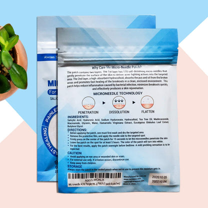Care Me Microdart Acne Patch — 173 Micropoints, 2-Pack (18 Stickers) for Cystic & Hormonal Acne