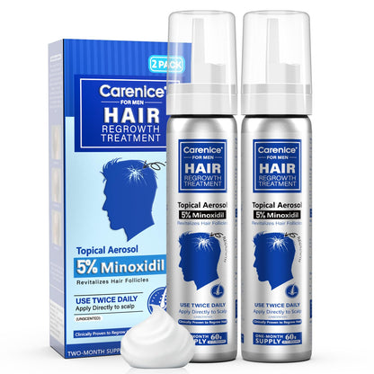 CARENICE 5% Minoxidil Foam for Men with Biotin – Unscented, 4.22 oz (2 Months Supply)