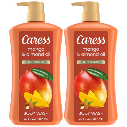 Caress Mango & Almond Oil Body Wash – 2-Pack, Moisturizing Liquid Soap, 30 oz Each