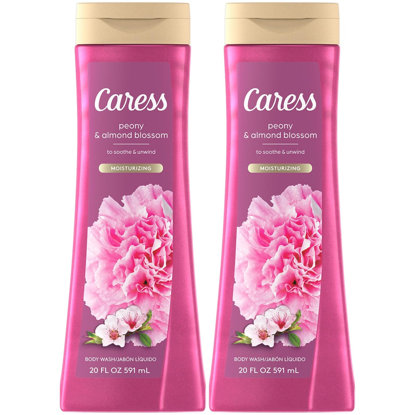 Caress Moisturizing Peony & Almond Blossom Body Wash – 20oz Pack of 2