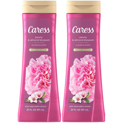 Caress Moisturizing Peony & Almond Blossom Body Wash – 20oz Pack of 2