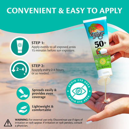 Caribbean Breeze Reef-Friendly Kids Sunscreen SPF 50 + Mango Lime Scent Body Lotion 4 oz (2 Pack)