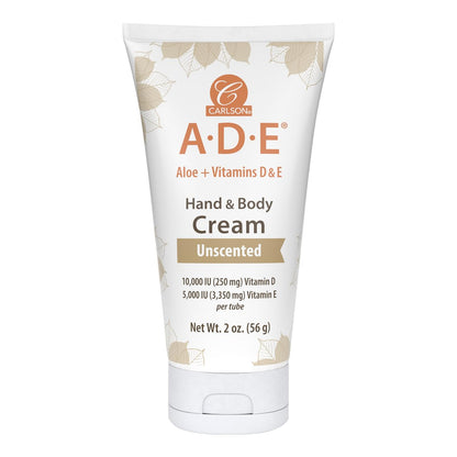Carlson ADE Hand and Body Cream – Avocado Oil, 20,000 IU Vitamin D, 10,000 IU Vitamin E, Unscented, 4 oz