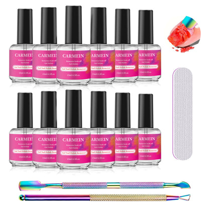 CARMEIN Gel Nail Polish Remover – 12-Pack, 15ml, Paraben-Free, Professional-Grade