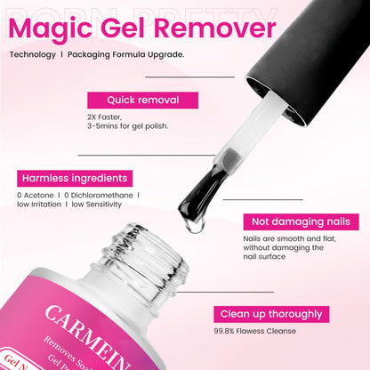 CARMEIN Professional Gel Nail Polish Remover (4-pack) – 15ml Each | Paraben-Free, For Natural Nails