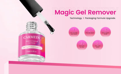CARMEIN Professional Gel Nail Polish Remover (4-pack) – 15ml Each | Paraben-Free, For Natural Nails