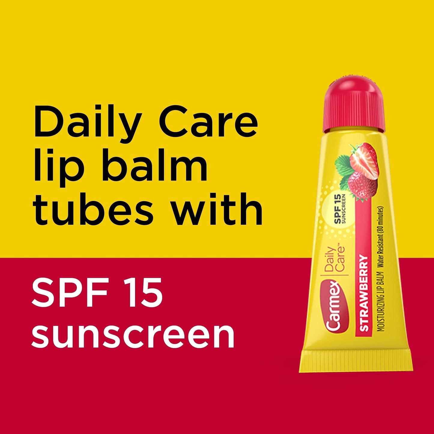 Carmex Daily Care SPF 15 Strawberry Lip Balm Tubes – 3 Pack (0.35 oz Each)