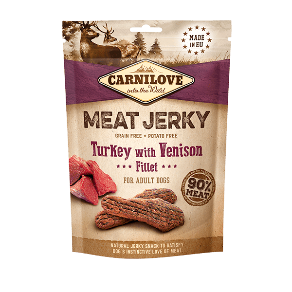 Carnilove Turkey with Venison Fillet Meat Jerky Dog Treats