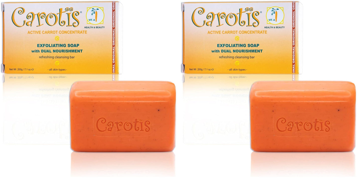CAROTÏS Exfoliating Soap 200g – Pack of 2, Vitamin A & Carrot Oil for Radiant Skin