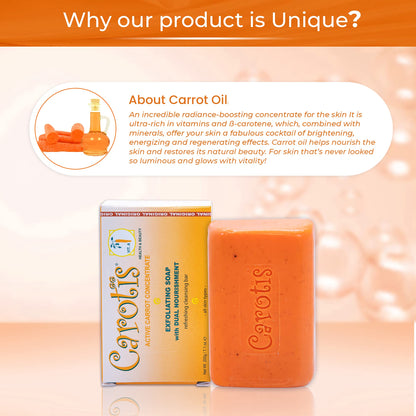 CAROTÏS Exfoliating Soap 200g – Pack of 2, Vitamin A & Carrot Oil for Radiant Skin