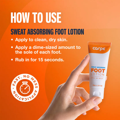 Carpe Sweat Absorbing Foot Lotion with Applicator – Dermatologist-Recommended Foot Sweat & Odor Solution