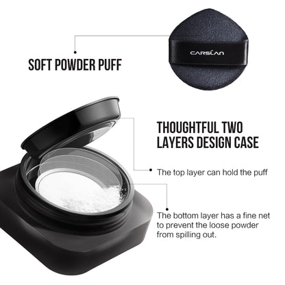 CARSLAN 1.0 Soft Focus Loose Setting Powder – Waterproof, Oil Control, Talc-Free (01 Blue Purple)
